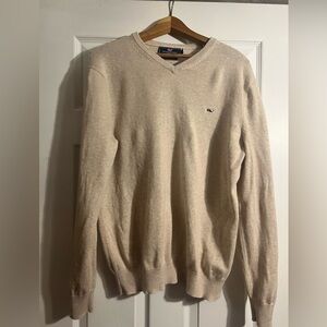 Vineyard Vines cashmere bland Men's Beige V-Neck Sweater